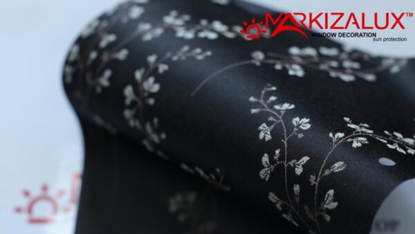 Рулонная штора блэкаут с рисунком "Натуаль" чёрный