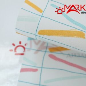 Рулонная штора с тканью Эмоджи оранж бирюза (Германия)